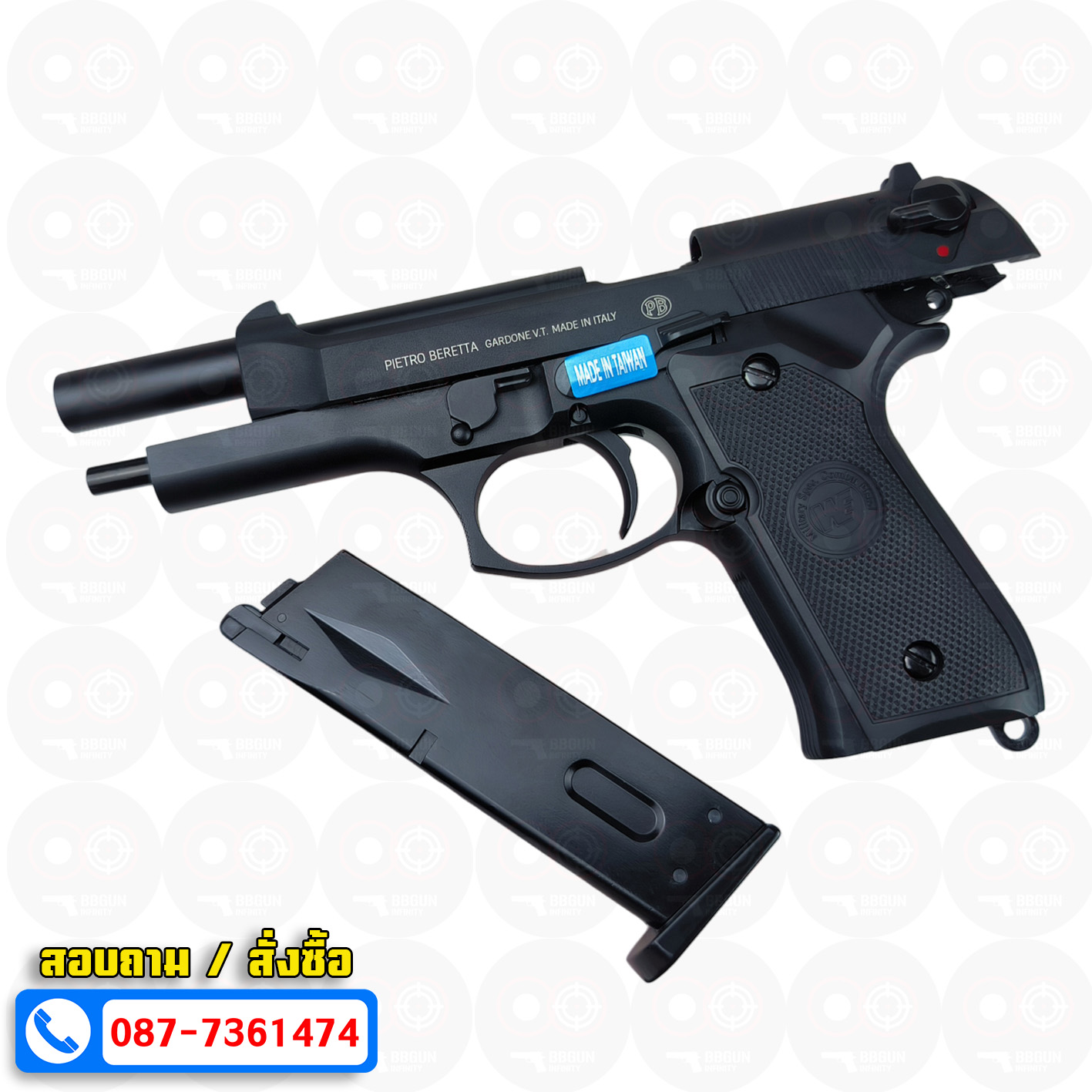 บีบีกันอัดแก๊ส WE Beretta M92FS สีดำ Semi Version GBB (Black) BB GUN