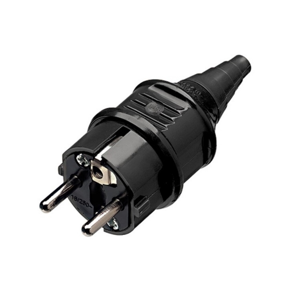 DKN 012B ปลั๊กตัวผู้เยอรมัน สีดำ (2P+E) 16A 230V IP44