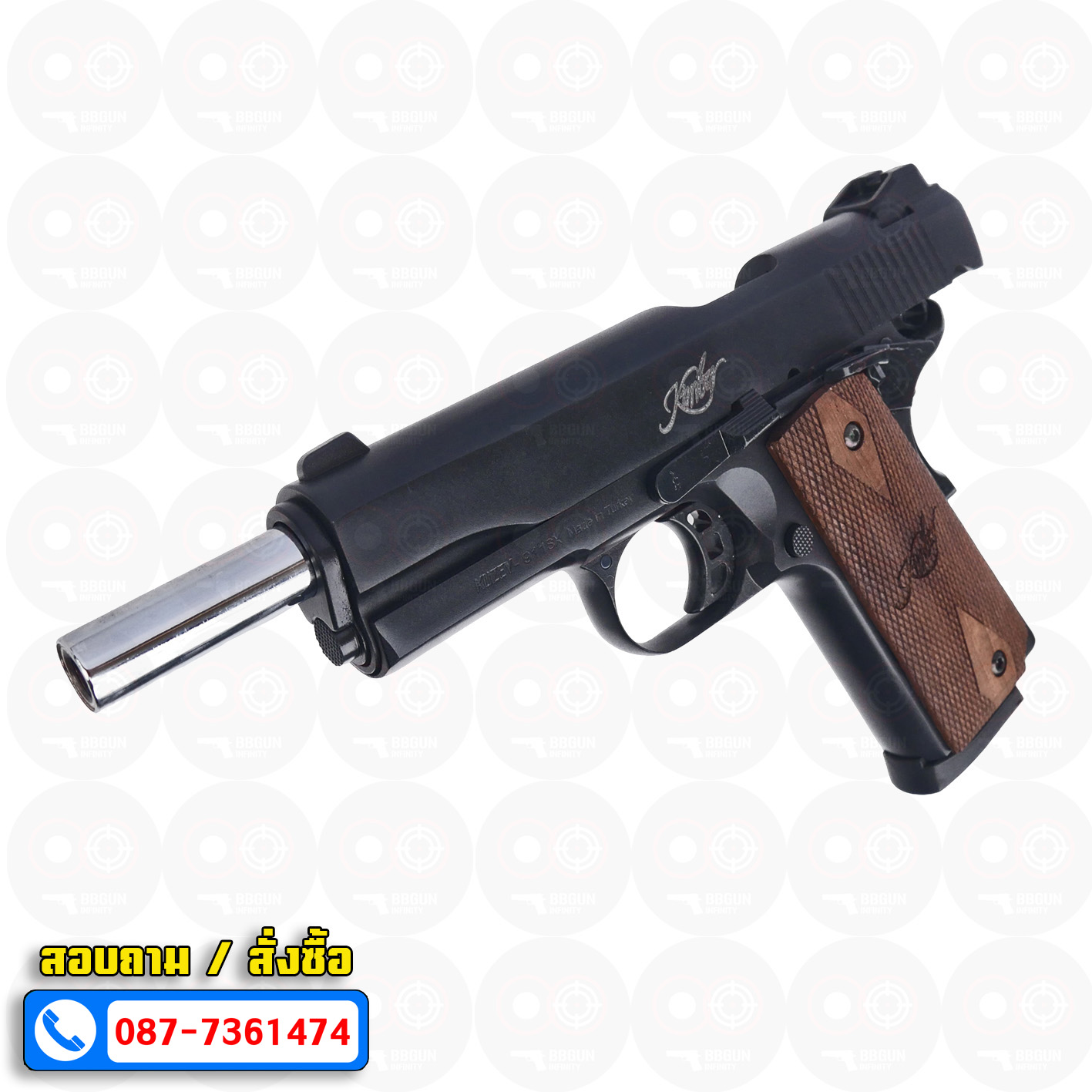 แบลงค์กัน KUZEY M1911 ลำกล้อง 5 นิ้ว KIMBER Blank Gun สีดำ ด้ามไม้