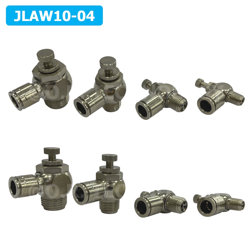 (1ชิ้น) JLAW10-04 ข้อต่อลมสแตนเลส ข้อต่อปรับลม งอ STAINLESS Air Flow Speed Controller ควบคุมความเร็วลม Speed Control valve JLAW JSL