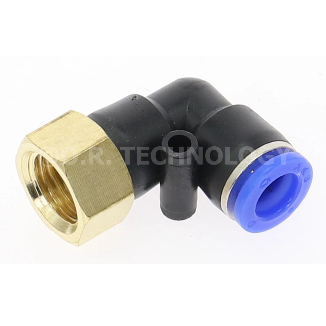 PLF10 PLF12 ข้อต่อลม งอ90 เกลียวใน Female Thread Elbow Pipe Quick Fittings ข้อต่อลมทองเหลืองงอ ข้อต่อลมงอตัวเมีย