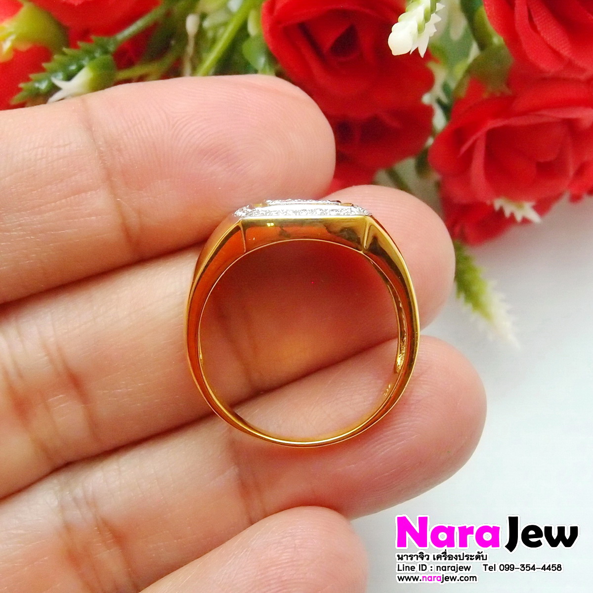 แหวนเพชรชาย ประดับเพชรแท้ 0.15 กะรัต น้ำ 95