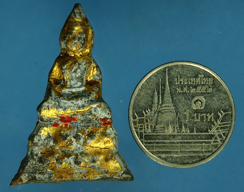 *28016 พระรัตนะ ลงชาดทางทอง เนื้อชินตะกั่ว เก่า 13