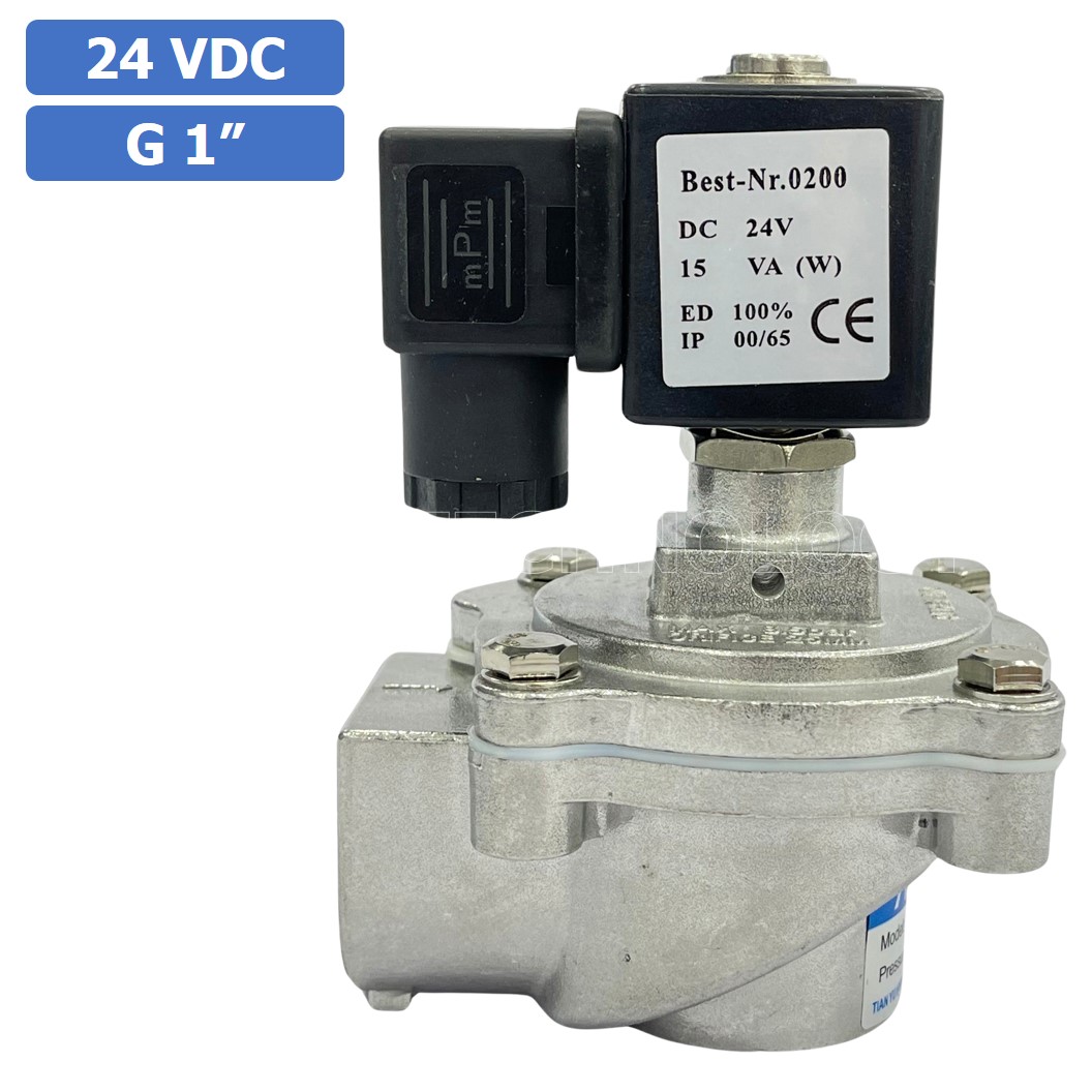 (1ชิ้น) DMF-Z-25 24VDC วาล์วพัลส์ดักฝุ่น อลูมิเนียม 2 Way Right Angle Solenoid Pulse Valve Aluminum Alloy Dust Collector