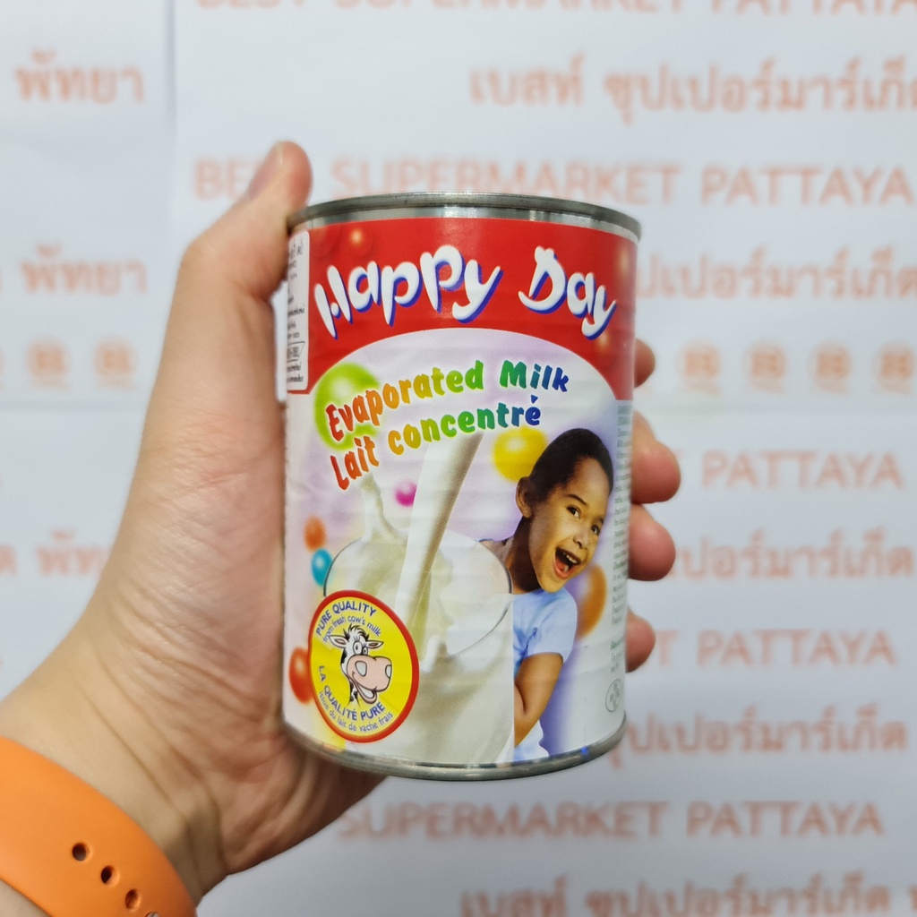 แฮปปี้ เดย์ นมข้นจืด 410 กรัม นำเข้าจากประเทศเนเธอร์แลนด์ Happy Day Evaporated Milk 410 g.