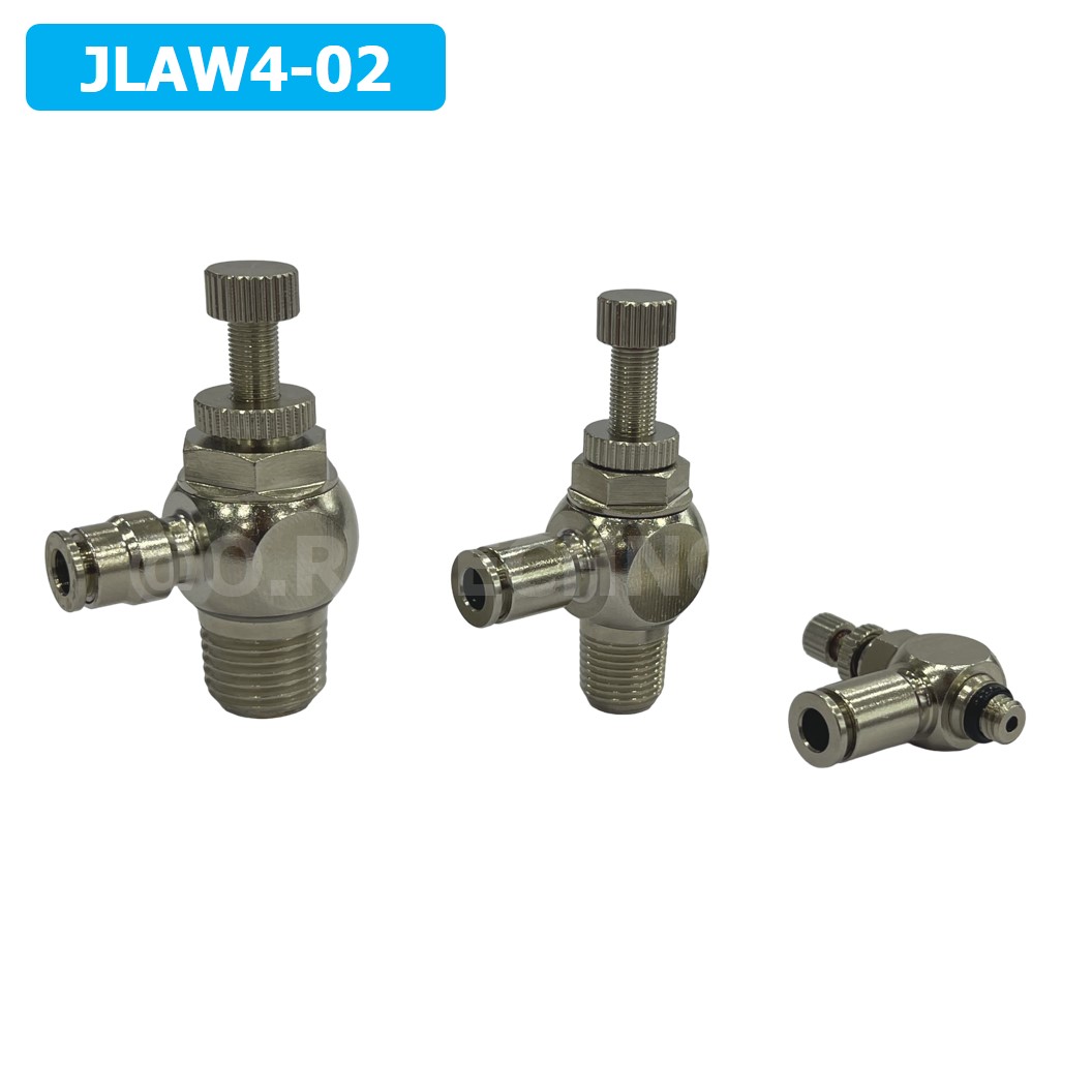 (1ชิ้น) JLAW4-02 ข้อต่อลมสแตนเลส ข้อต่อปรับลม งอ STAINLESS Air Flow Speed Controller ควบคุมความเร็วลม Speed Control valve JLAW JSL
