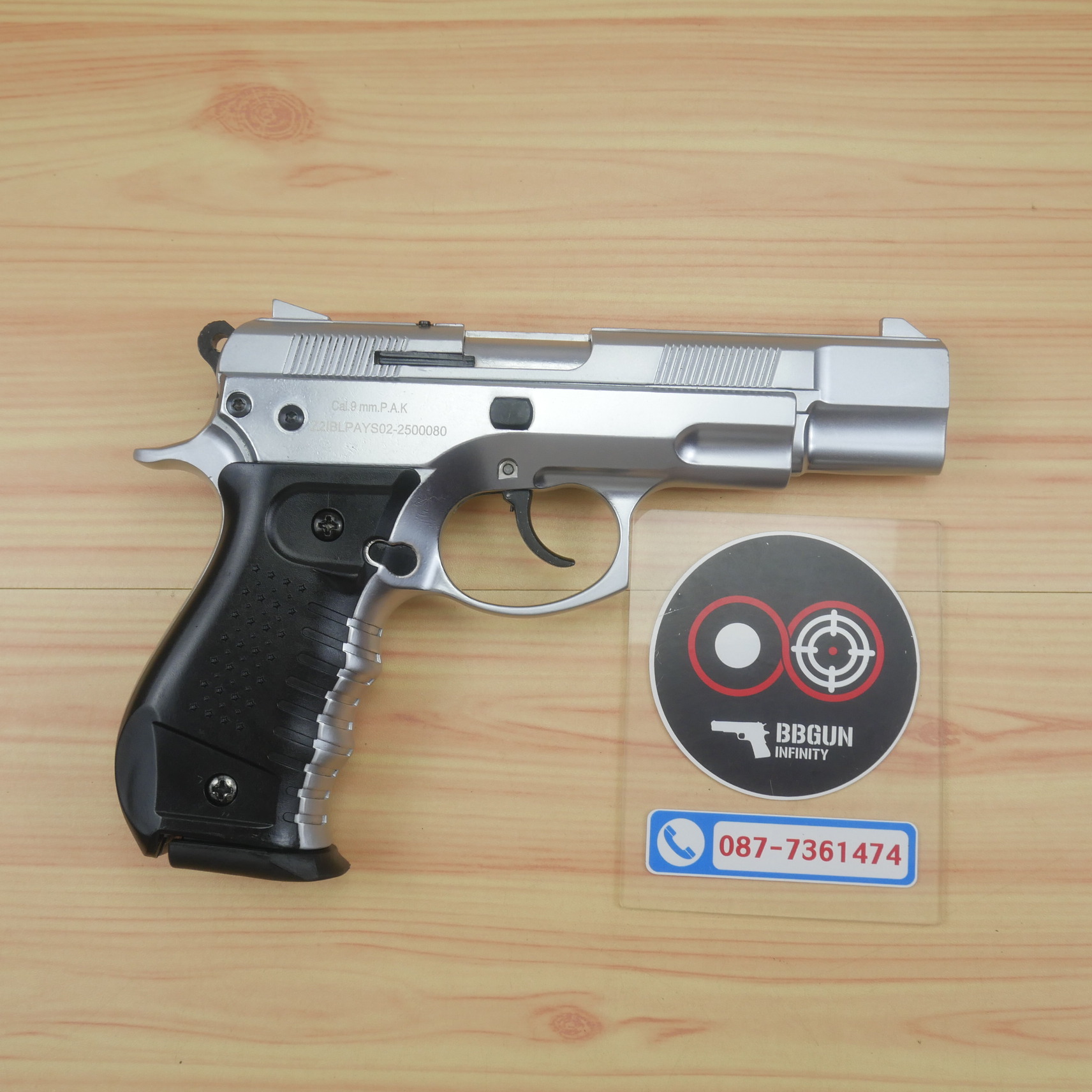 แบลงค์กัน BLOW CZ75 เงินด้าน MATTE CHROME Blank Gun ( 2 แม็กกาซีน + กล่องปืน )