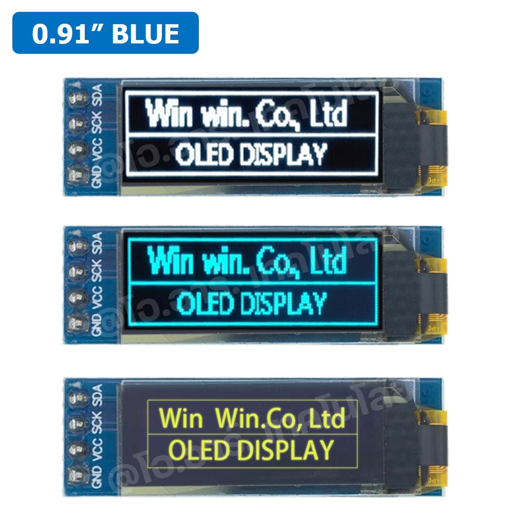 AA321 หน้าจอ OLED 0.91” 128x32 BLUE I2C IIC Serial OLED LCD Display Module SSD1306 Chip จอแสดงผล สีน้ำเงิน