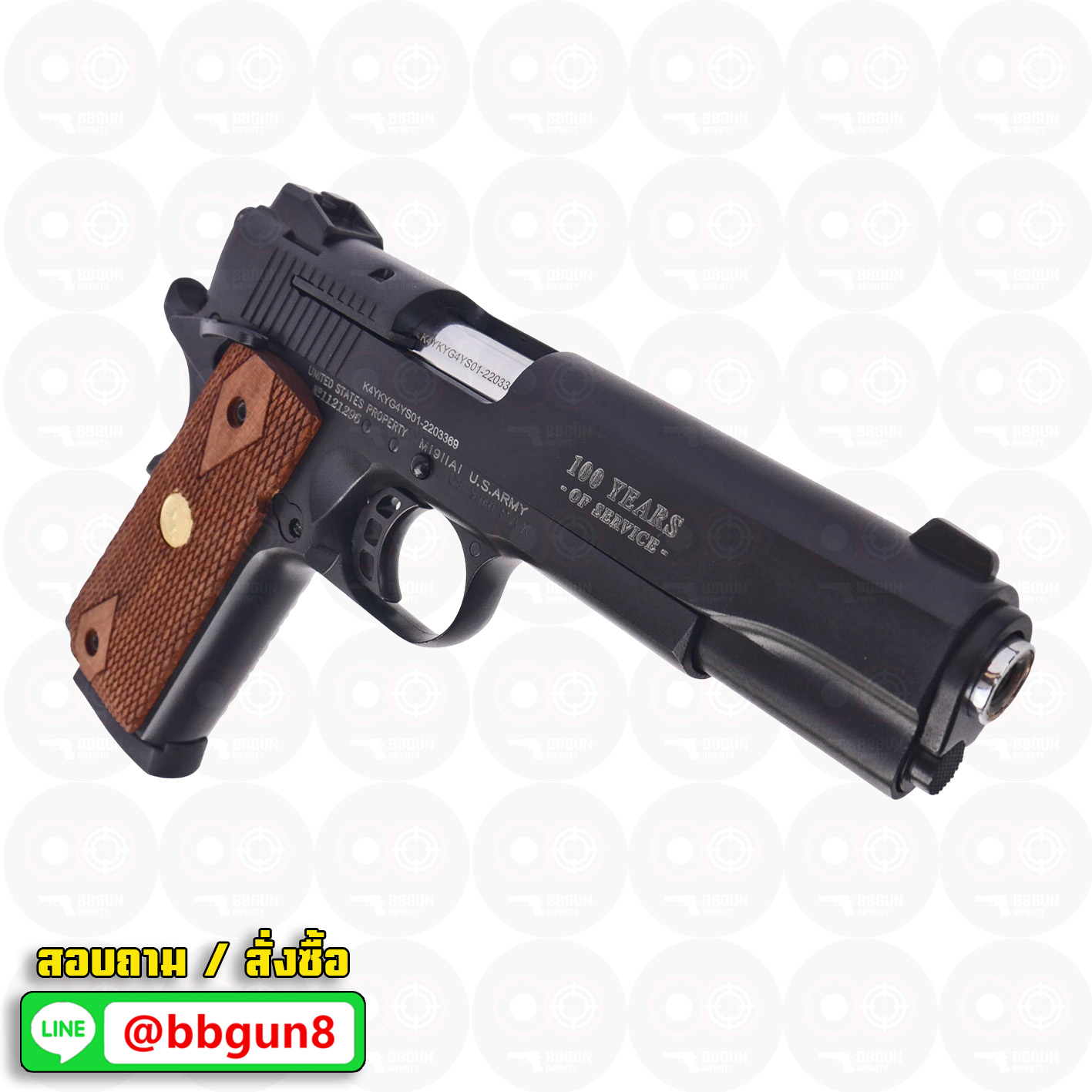 แบลงค์กัน KUZEY M1911 5 นิ้ว COLT GOVERMENT 100 Year สีดำ blank gun ด้ามไม้