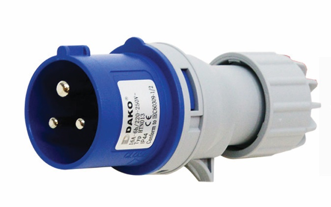 HTN013 ปลั๊กตัวผู้กลางทาง 2P+E 16A 230V IP44 6h