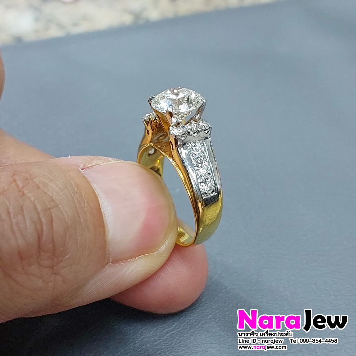 แหวนเพชร เม็ดเดี่ยว 2.03 กะรัต เพชรแท้เบลเยี่ยมคัต น้ำ 92 VS