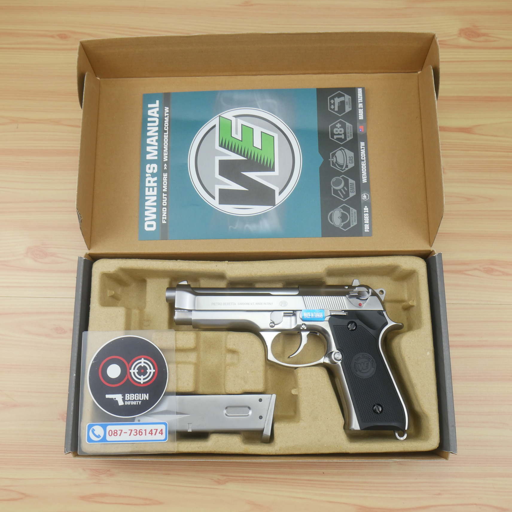 บีบีกันอัดแก๊ส WE Beretta M92FS สีเงิน Semi Version GBB (Silver) BB GUN