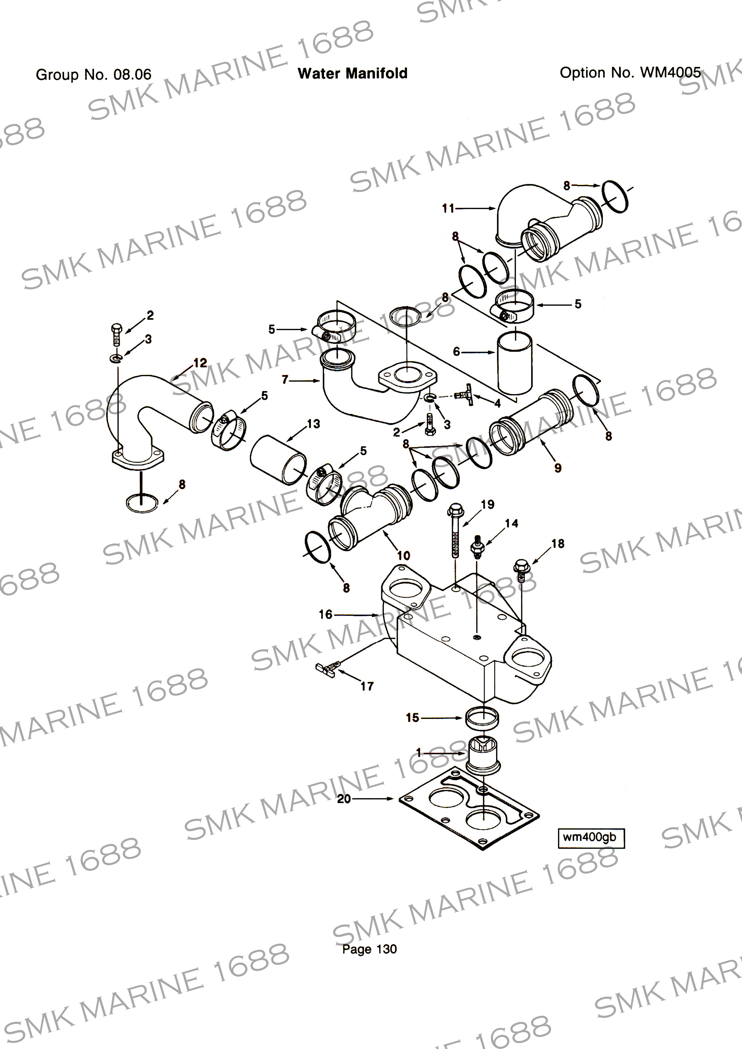 Cummins K Series 3003657 Water Transfer Connection / ท่อน้ำโค้ง(ด้านหน้า)ข้ามทางน้ำ