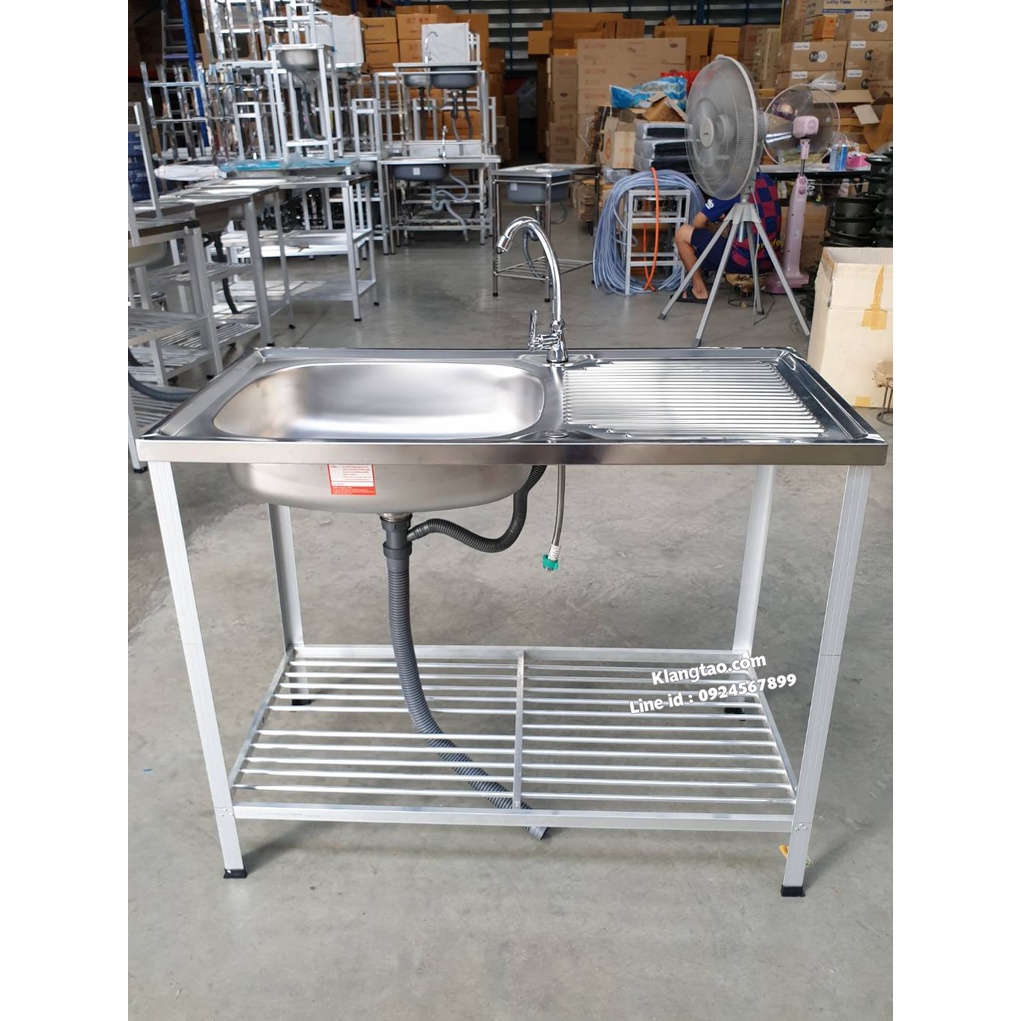 Diamond อ่างล้างจาน ตราเพชร 50x100x80 ซม. รุ่น S0005 ซิงค์ล้างจาน สแตนเลส เกรด 304 ขาอลูมิเนียม (เลือกก๊อกน้ำได้)