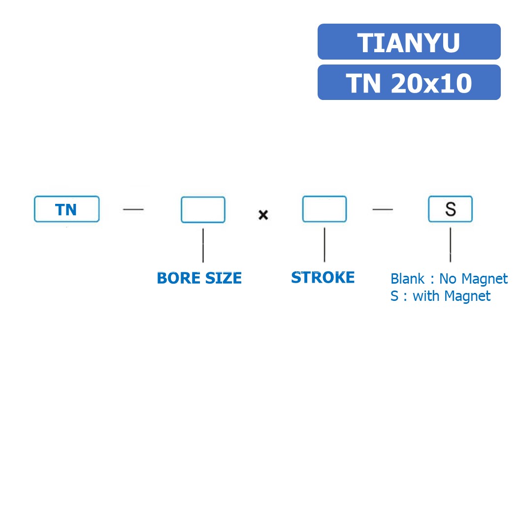 (1ชิ้น) TN 20x10 กระบอกลม แบบแกนคู่ กระบอกลมคอมแพ็ค 2 แกน Twin-Rod Cylinder compact Double-shaft Air Pneumatic