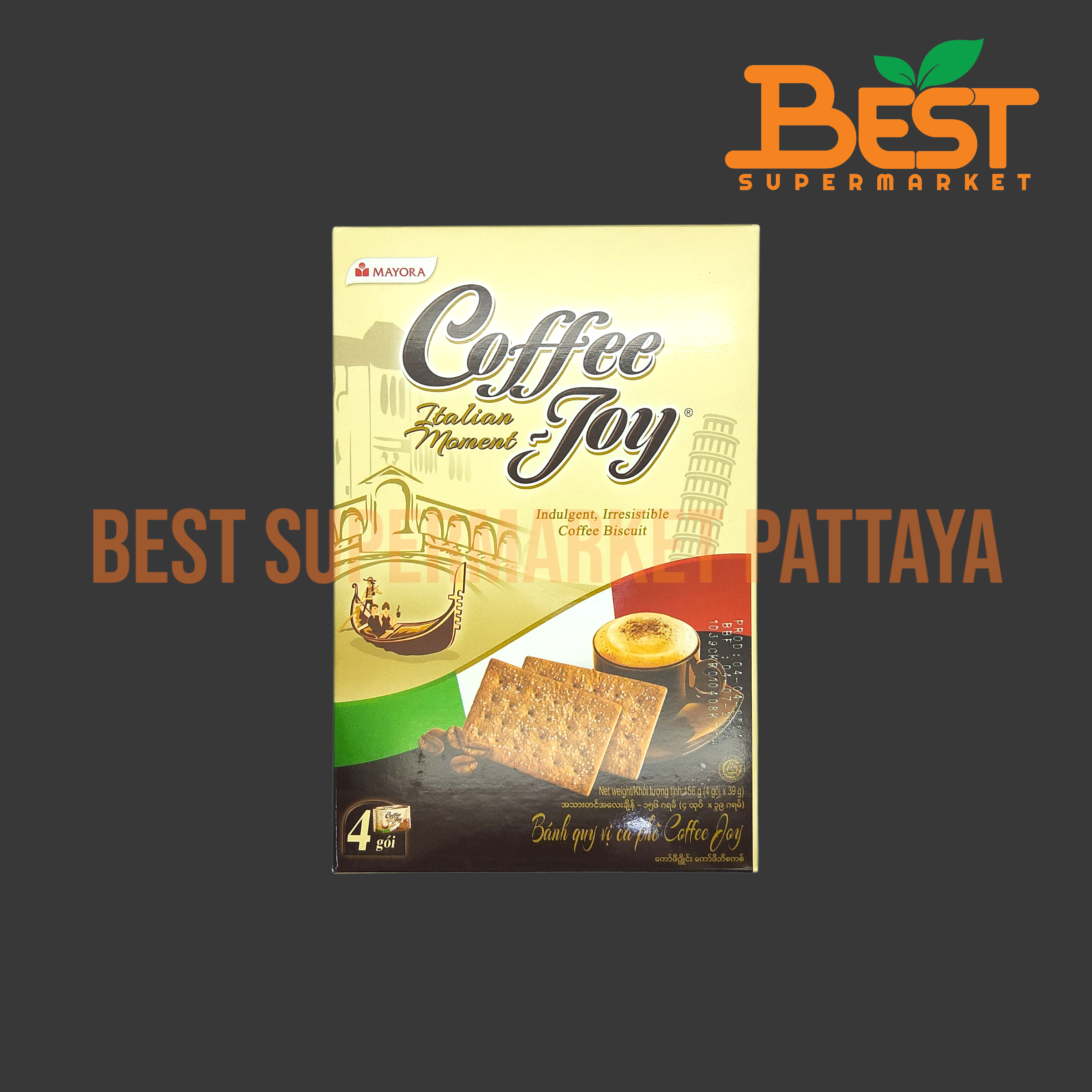 คอฟฟี่จอย บิสกิต รสกาแฟ 39 กรัม x 4 ซอง. Coffee Joy Brand.Indulgent,Irresistible Coffee Biscuit. 39 g. x 4 Sachets.
