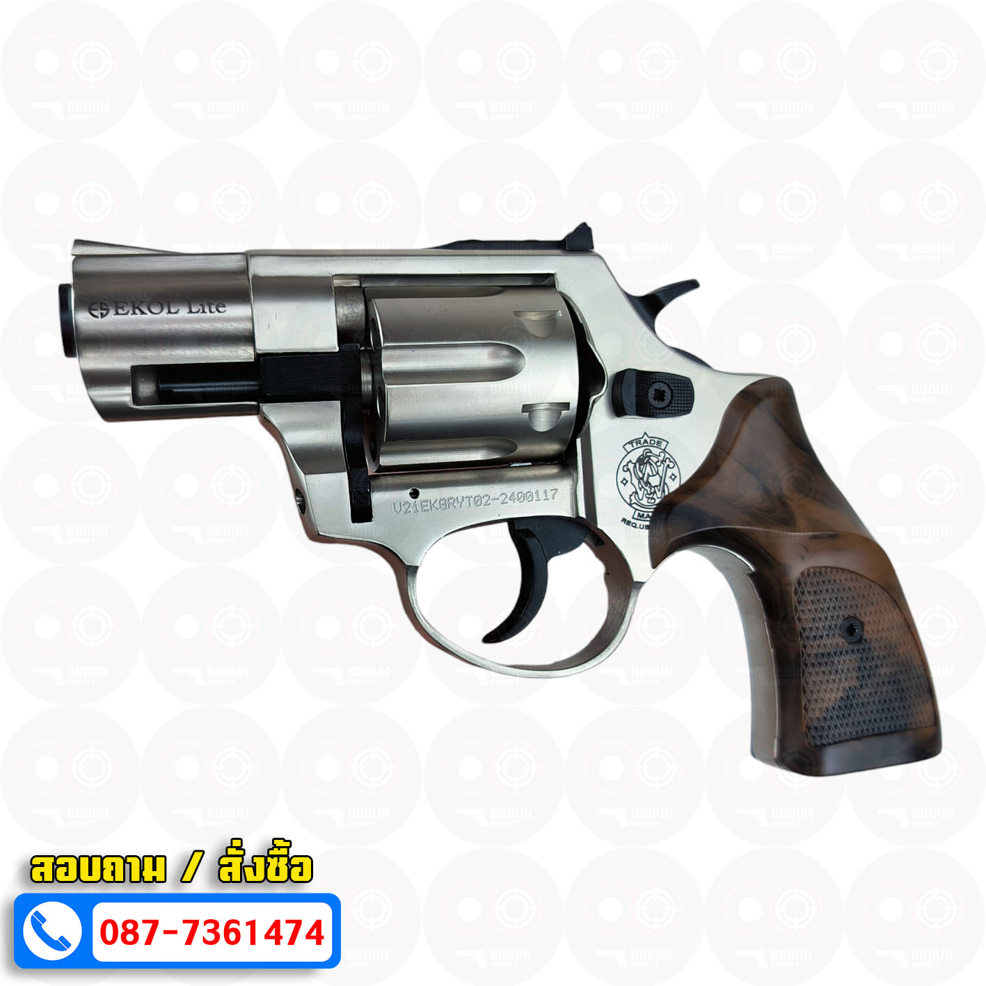 Ekol Lite แบลงค์กัน ลูกโม่ 2 นิ้ว สีซาติน (Satin) Smith & Wesson blank gun Revolver 2 inch