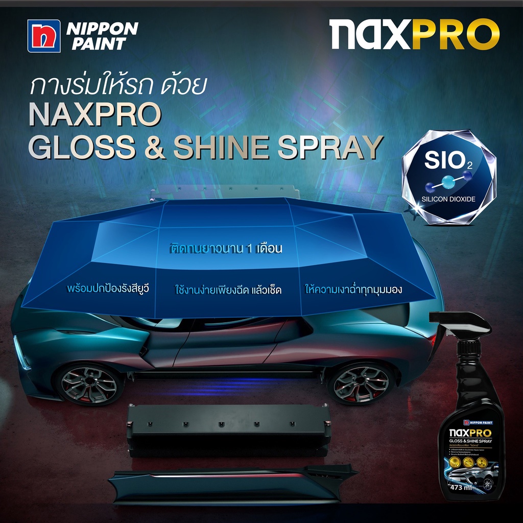 NAXPRO GLOSS & SHINE SPRAY(สเปรย์เคลือบเงาสีรถ"โชว์คาร์"