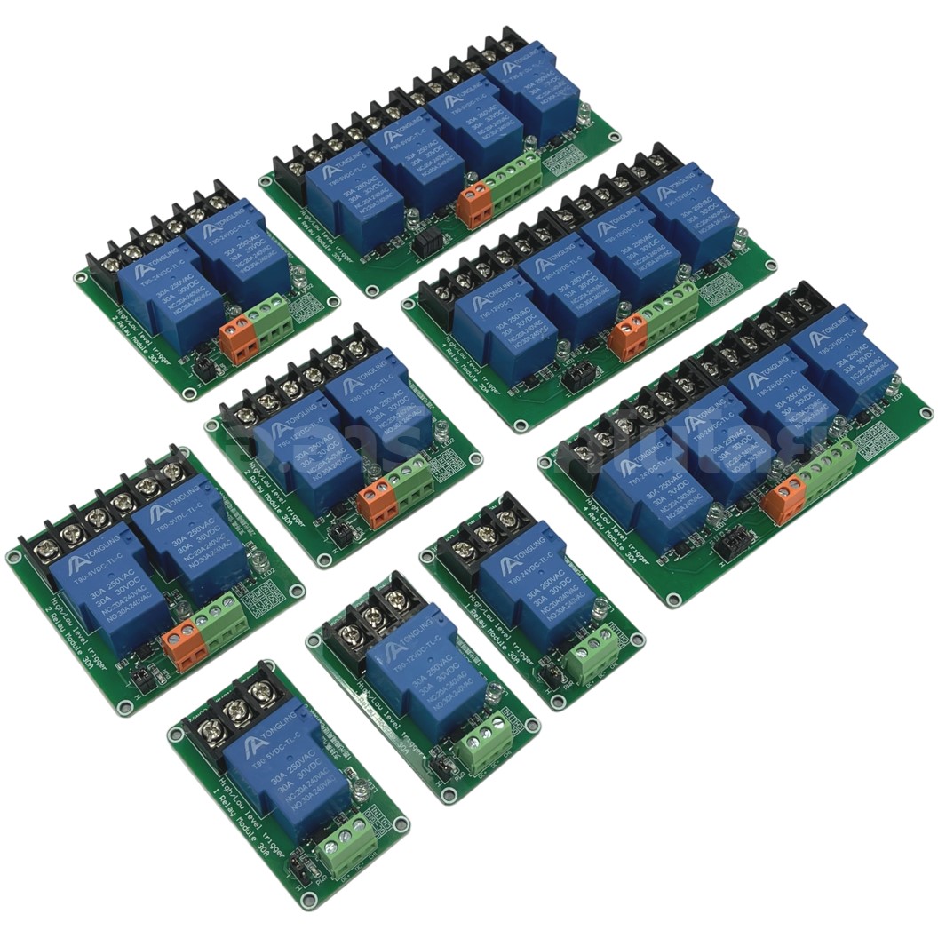 โมดูลรีเลย์ 30A 1/2/4ช่อง 5V/12V/24VDC 1/2/4 Channel Relay DC5/12/24V 30A แบบ Active Low/High รีเลย์ isolation Relay Module ทนกระแสสูง