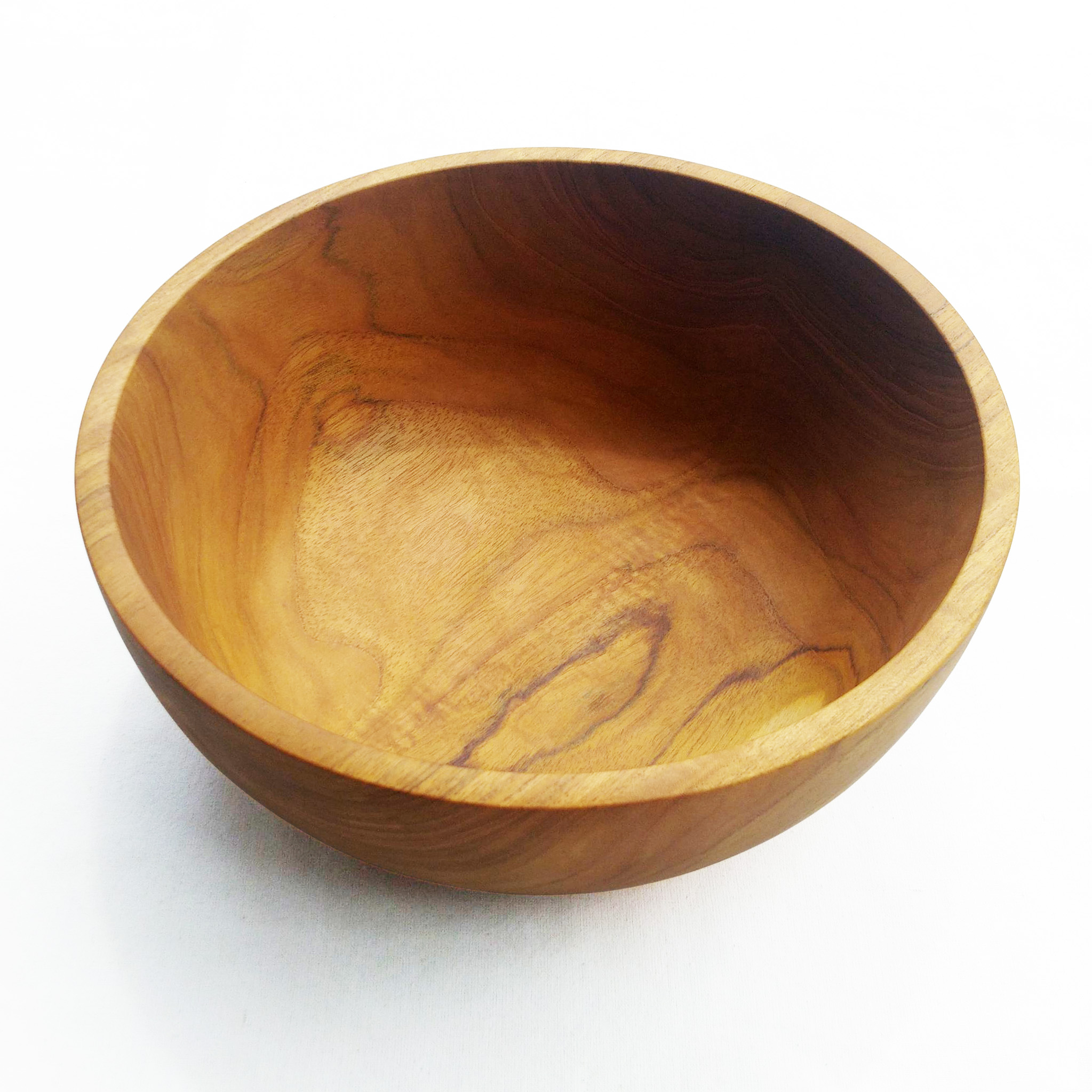 ชามไม้สัก ถ้วยซุป ชามน้ำแกง ชามสลัด 24 cm Vintage Natural Brown Teak Wood Salad Bowl