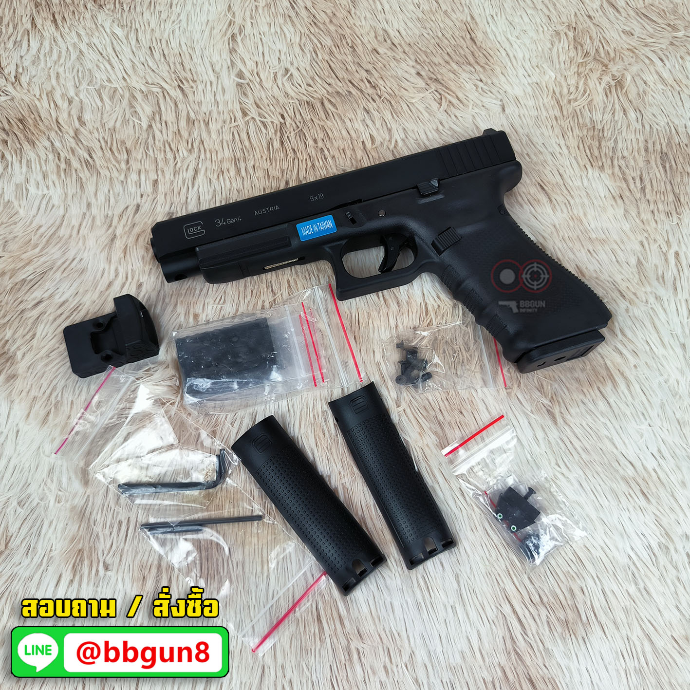 WE G34 Glock 34 Gen 4 MOS ดำ (แถมแผ่นเพลท RED DOT ศูนย์ปืนยกสูง เสริมด้าม)