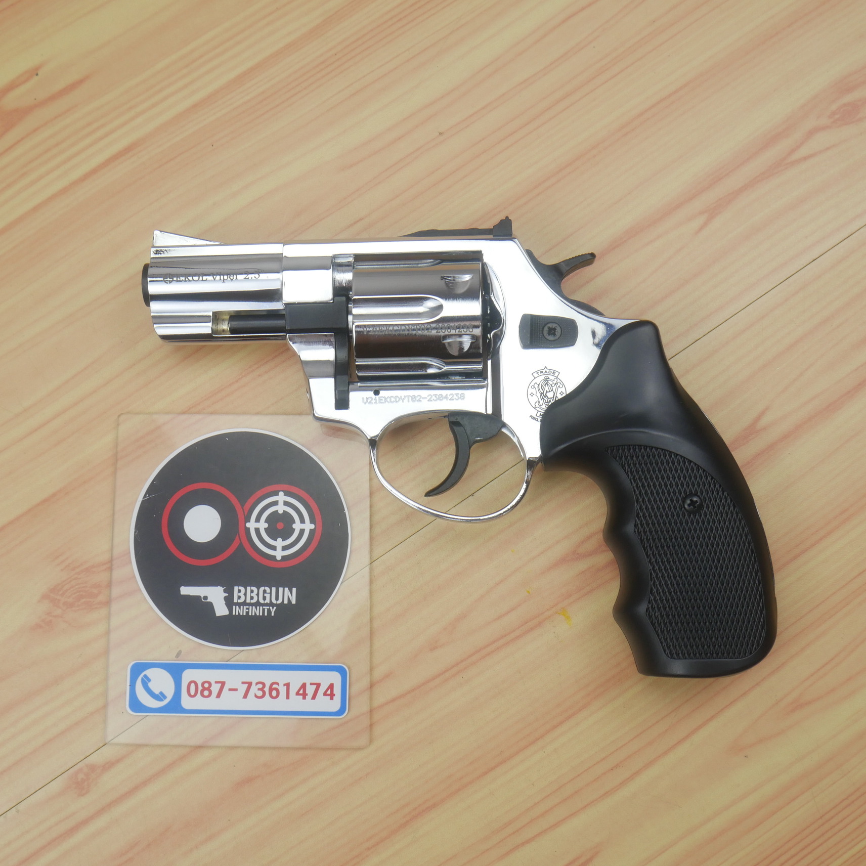 EKOL VIPER 2.5 WHITE แบลงค์กัน ลูกโม่ 2.5 นิ้ว สีเงินด้าน Smith & Wesson Revolver BLANK GUN