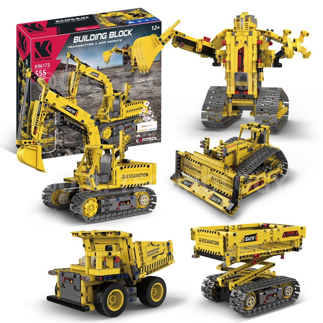 KEEYEE WORLD K96173 ชุดเรียนรู้ เสริมทักษะ Engineering Excavator Robot ตัวต่อ STEAM Educational Programmable Robot Kit Building Block