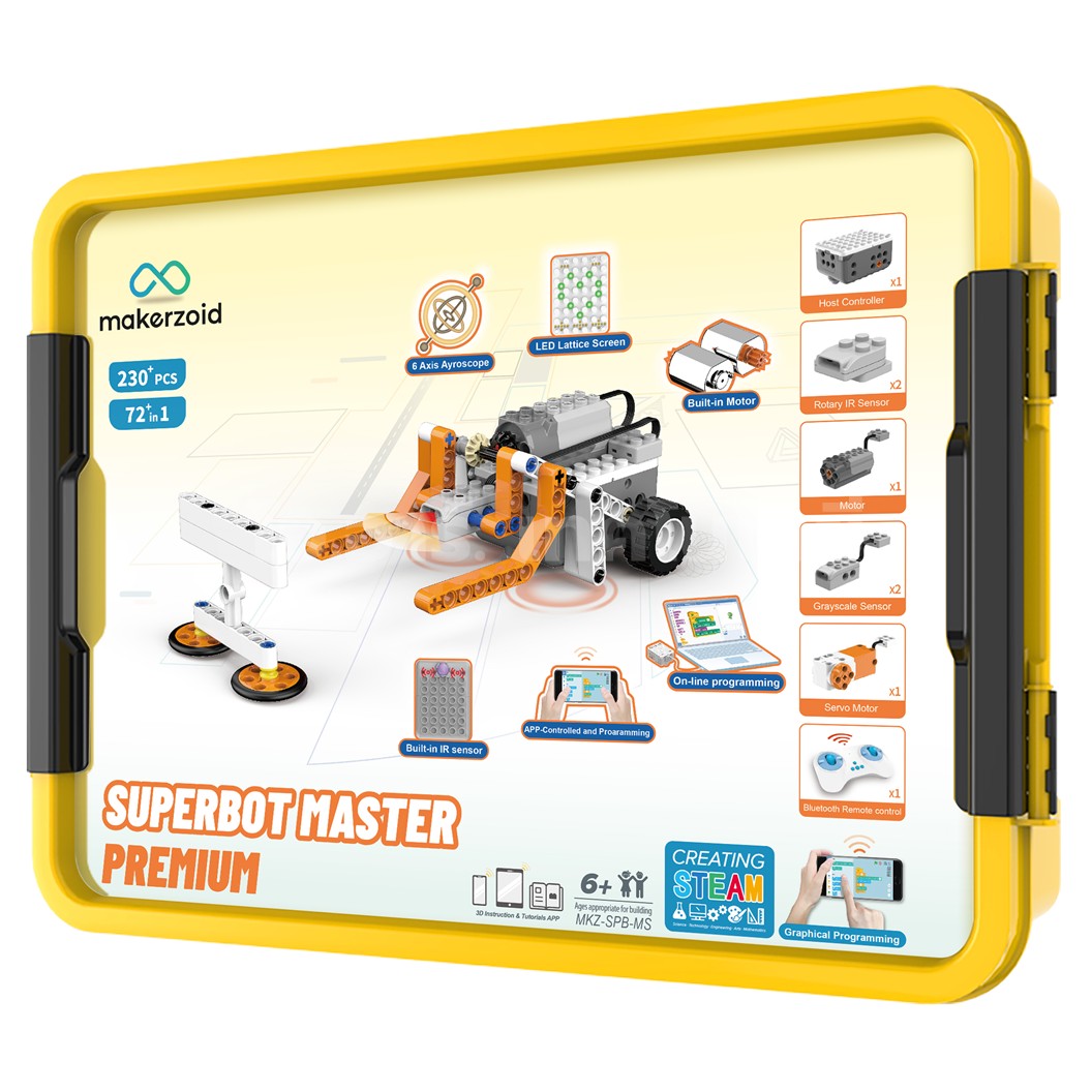 Makerzoid MKZ-SPB-MS SUPERBOT MASTER PREMIUM STEAM Programmable Robot Kit ชุดเรียนรู้ ตัวต่อ เสริมทักษะ หุ่นยนต์ โรบอท Coding kit ส่งเสริมการเรียนรู้