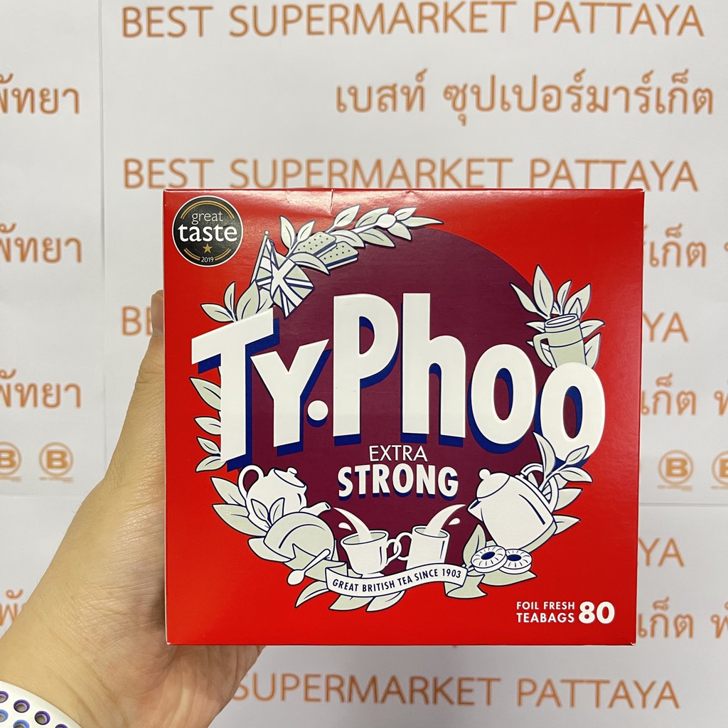ไทฟู เอ็กซ์ตร้า สตรอง ที ใบชาดำอบแห้ง 80 ซอง Typhoo Extra Strong Tea 80 Teabags