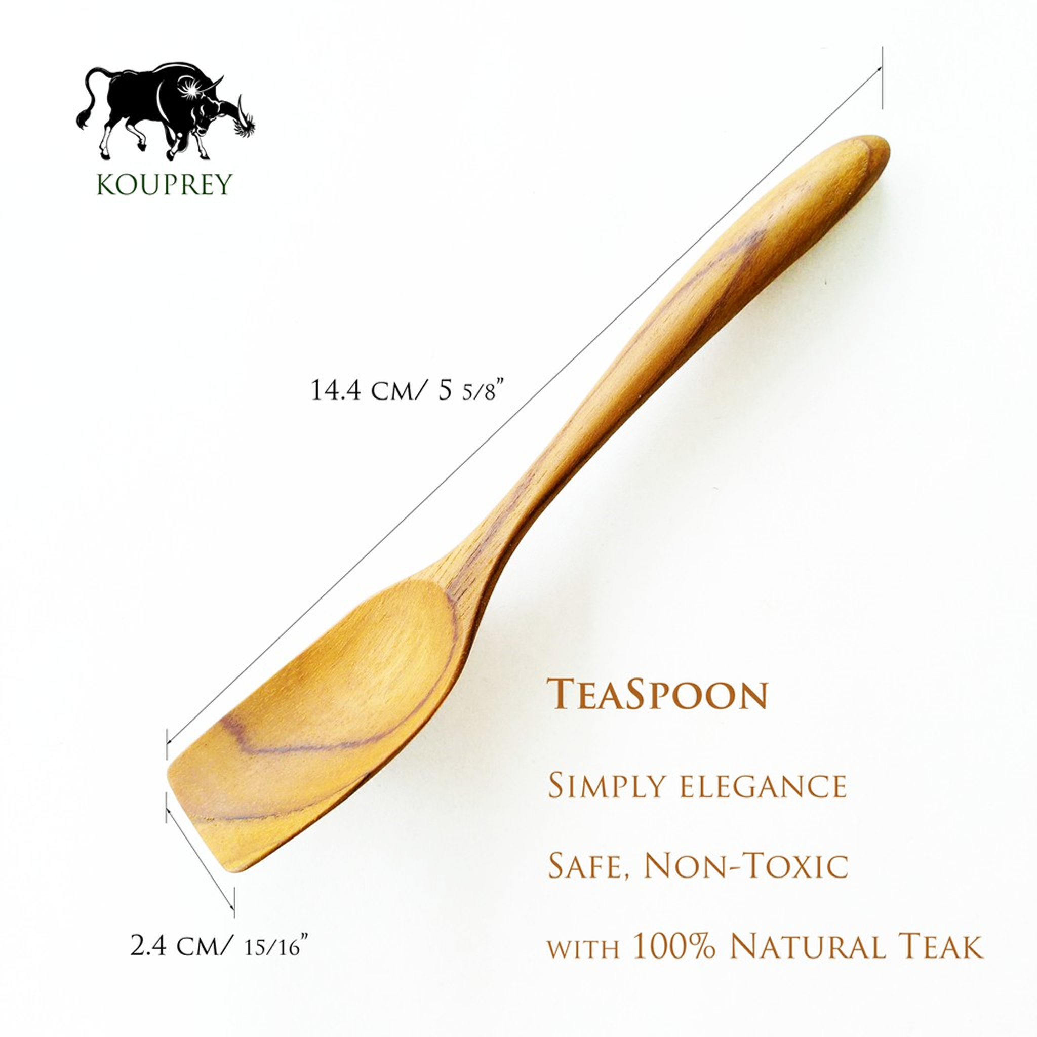 กูปรี ช้อนชา ช้อนกาแฟ ไม้สัก ขนมหวาน เบเกอรี่ Kouprey Vintage Teak Wood Teaspoon Coffee Spoon Bakery Butter tsp