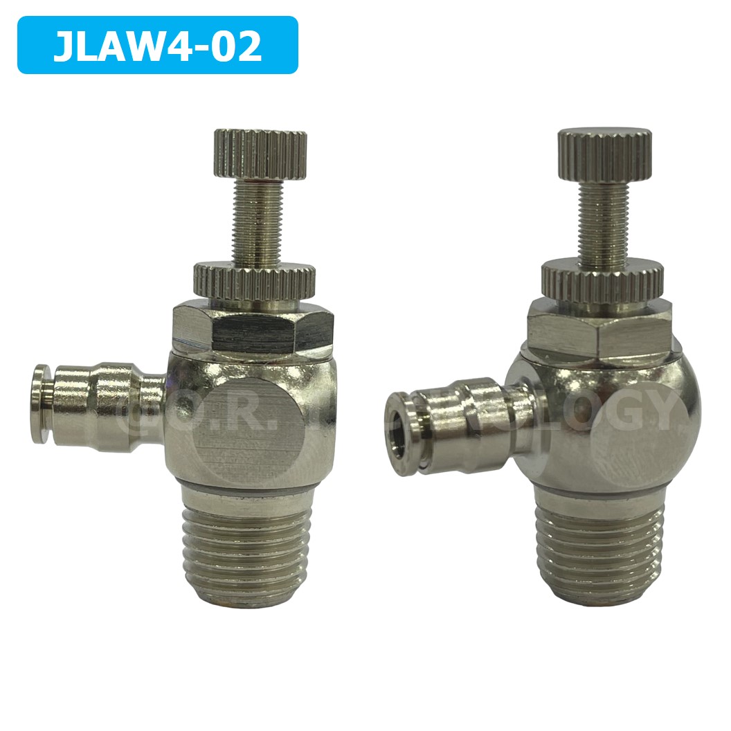 (1ชิ้น) JLAW4-02 ข้อต่อลมสแตนเลส ข้อต่อปรับลม งอ STAINLESS Air Flow Speed Controller ควบคุมความเร็วลม Speed Control valve JLAW JSL