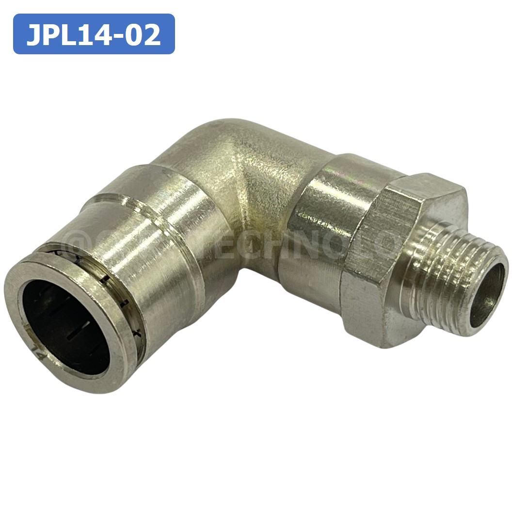 (1ชิ้น) JPL14-02 ข้อต่อลม เกลียวนอก งอ90° สแตนเลส STAINLESS Male Thread Elbow Pipe Quick Fittings Connector ข้อต่อลมสแตนเลส ข้องอ