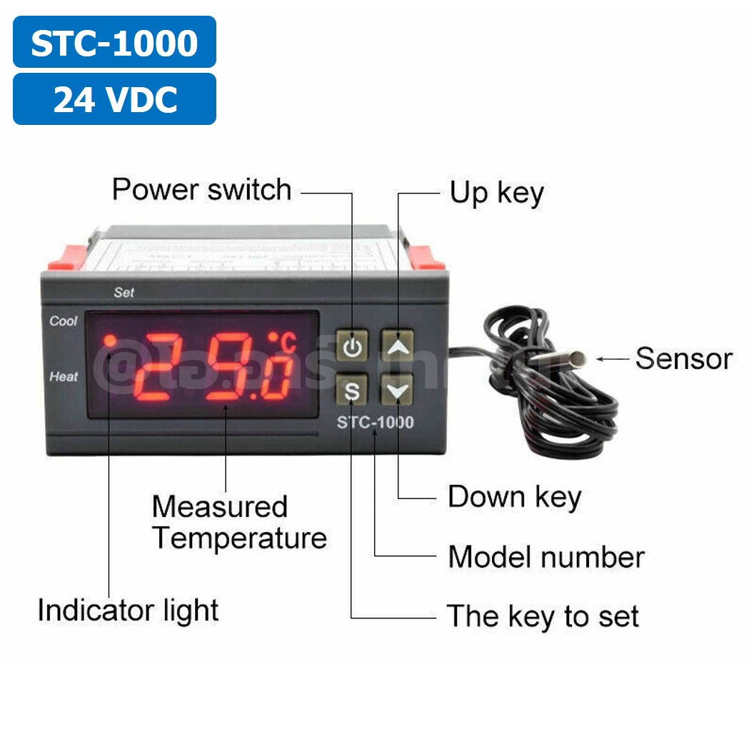 STC-1000 24VDC เครื่องควบคุมอุณหภูมิ Digital Temperature Controller Heating/Cooling Control Thermostat Regulator