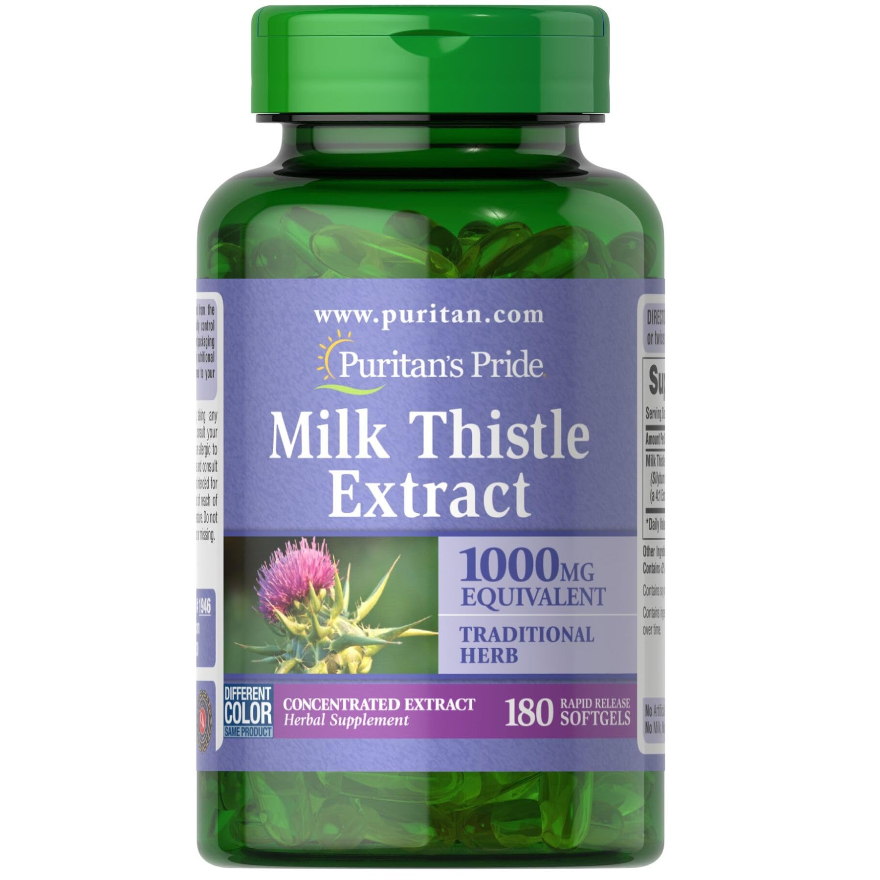 Puritan's pride Milk Thistle Extract 1000 mg 180 Capsules สมุนไพรบำรุงและ Detox ตับ จากอเมริกาค่ะ