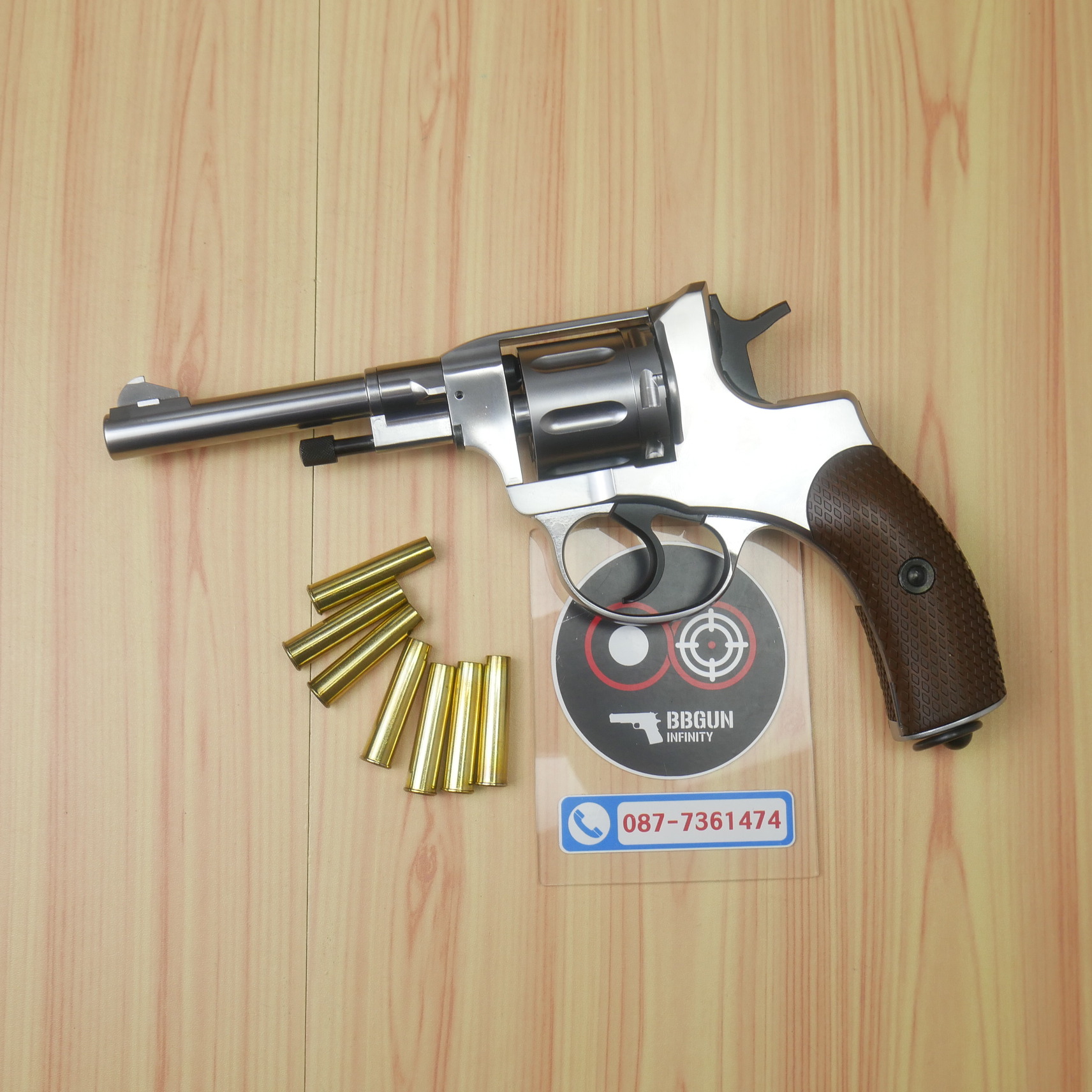 บีบีกันลูกโม่ 4" Gun Heaven Nagant M1895 สีเงินเงา ระบบแก๊ส Co2