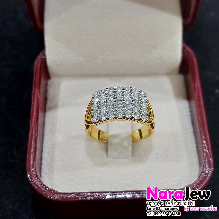 แหวนเพชรแถว 5 แถว หน้ากว้างใส่เต็มนิ้วสุดๆ ใส่สวยทรงซ้อ