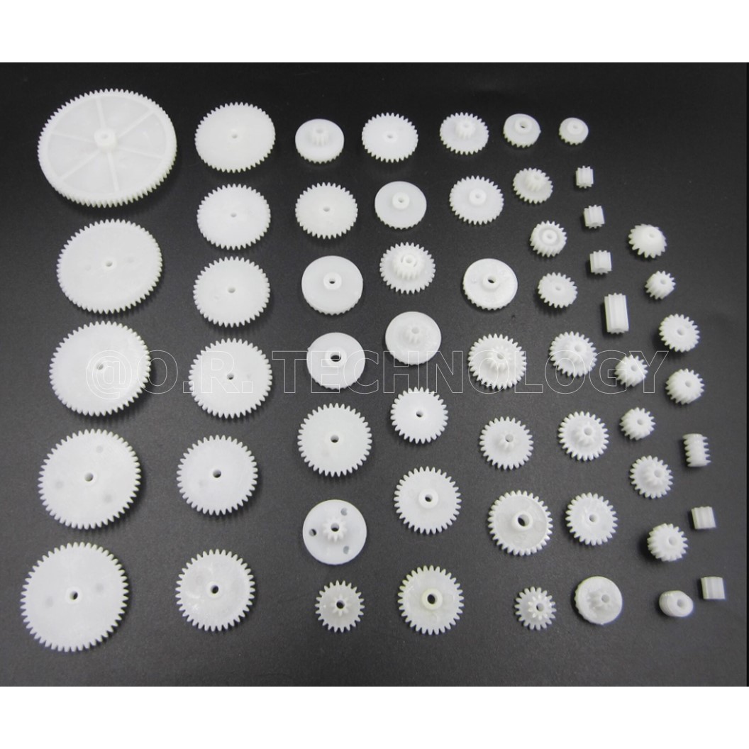 (1ชิ้น) AC141 ชุดเฟือง เฟืองพลาสติก เฟืองมอเตอร์ เฟืองของเล่น 58ชิ้น 58 Kinds of Straight tooth crown gear shifting gear motor gear package robot accessories technology making DIY accessories