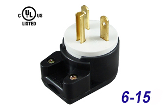 LK7515PT NEMA 6-15P Straight Blade Angle Plug 15 Amp, 250 Volt "LKEW