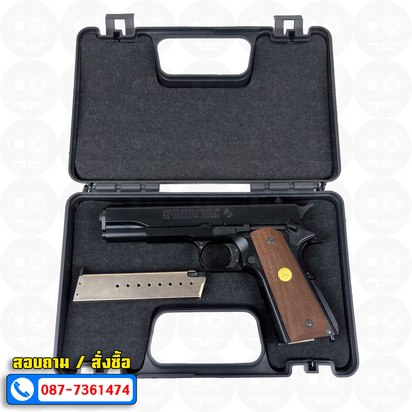 แบลงค์กัน AKSA Colt MK IV/SERIES ' 70 1911 สีดำ กริปไม้ (2 แม็กกาซีน) BLANK GUN