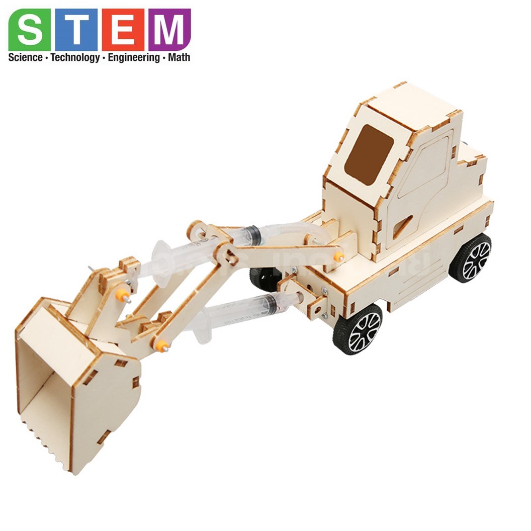 T-M122 ชุดประกอบไม้ รถตักดิน ไฮดรอลิก Hydraulic Loader Wooden Kit STEM Education ของเล่นเสริมทักษะ เสริมพัฒนาการ ชุดเรียนรู้ ชุดทดลอง รถตักดินไม้