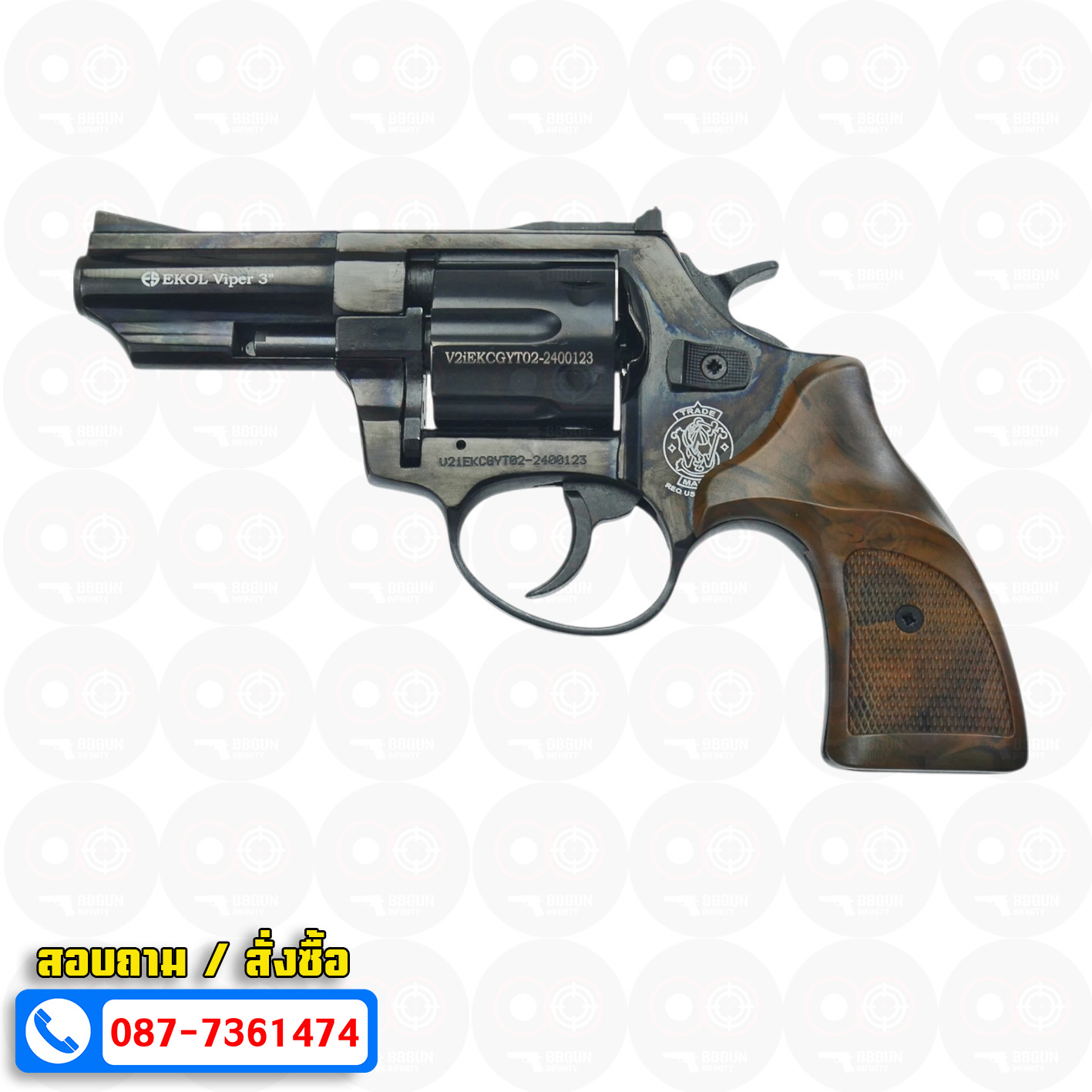 Ekol Viper 3 นิ้ว สีดำ ปืนแบลงค์กันลูกโม่ Blank Gun Revolver 3" Black (แถมกล่องใส่ปืน)