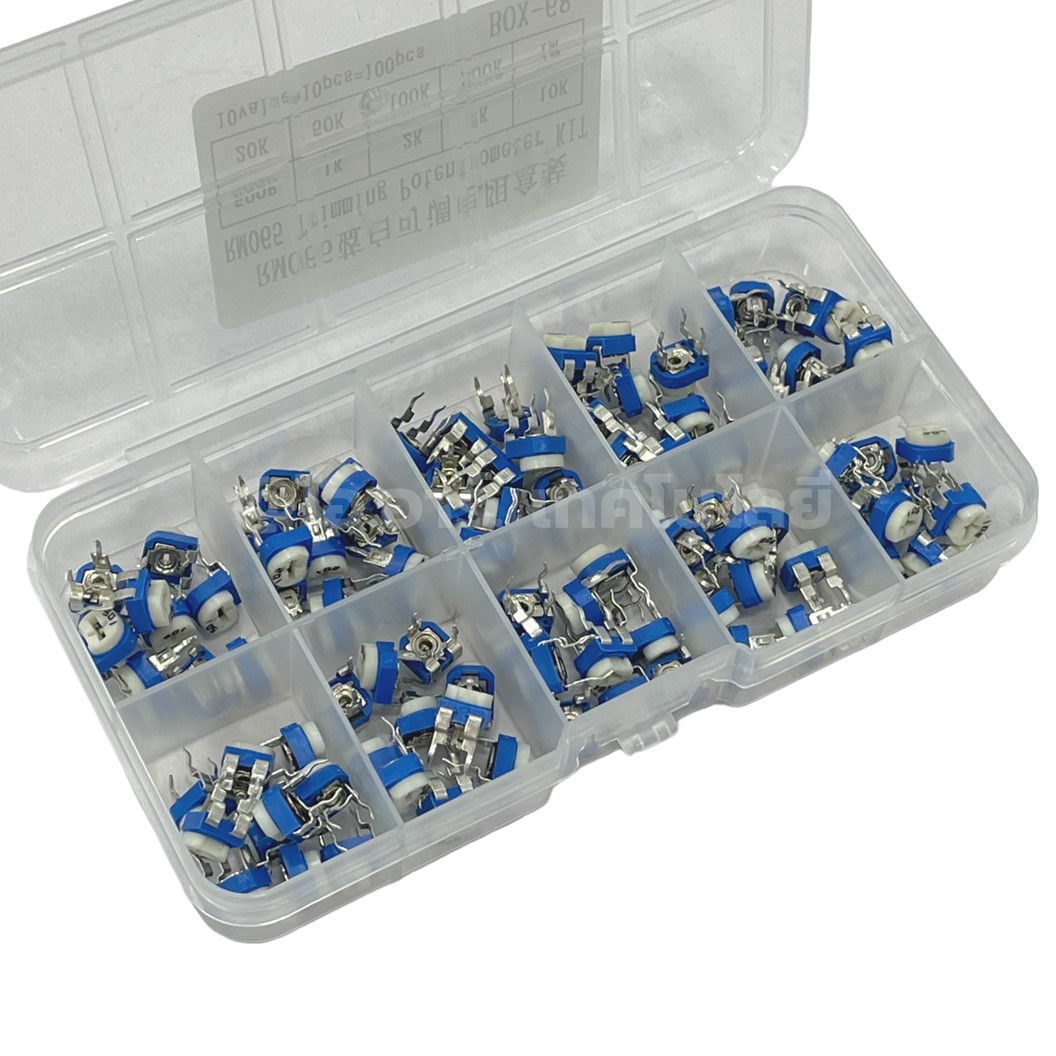 RM065 Kit ชุดตัวต้านทานปรับค่าได้ VR เกือกม้า 100ชิ้น VR Variable Resistor Trimpot Trimmer Potentiometer 10ค่า ค่าละ10ชิ้น Adjustable resistor