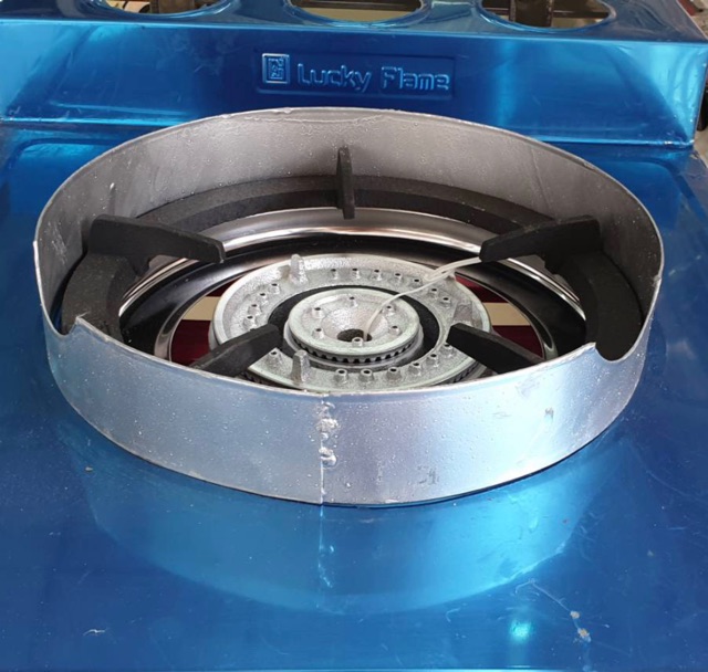 บังลมเตาออโต้ ขนาดสูง 2.5 นิ้ว เส้นผ่านศูนย์กลาง 10.5 นิ้ว บังลมเตาอินฟาเรดได้ไม่โดนหัวเตา สำหรับเตาออโต้