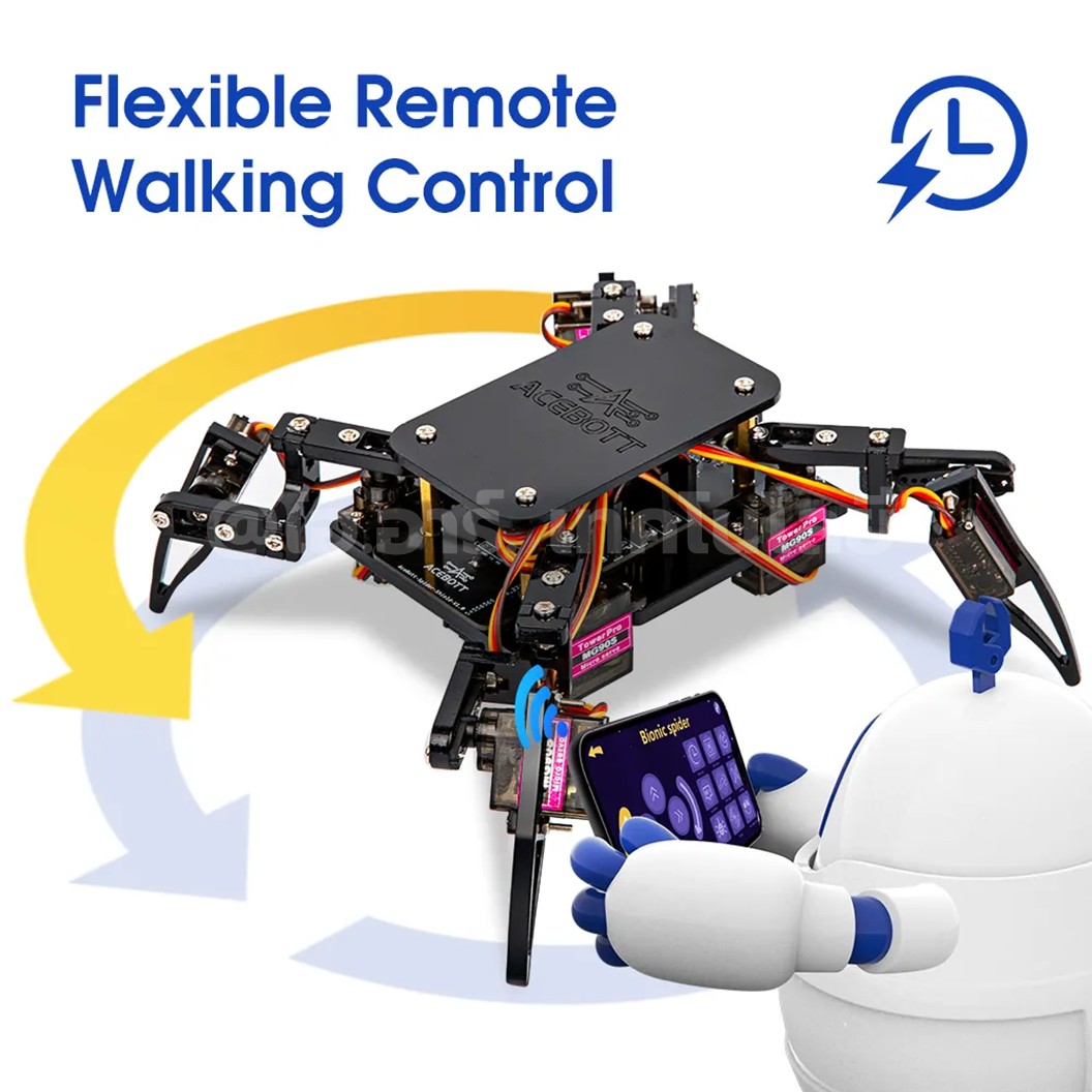 QD020 ACEBOTT ESP8266 Quadruped Bionic Spider Robot Kit ชุดหุ่นยนต์แมงมุม ESP8266 ชุดเรียนรู้ Robotic ขับเคลื่อนด้วยเซอร์โวมอเตอร์ Servo