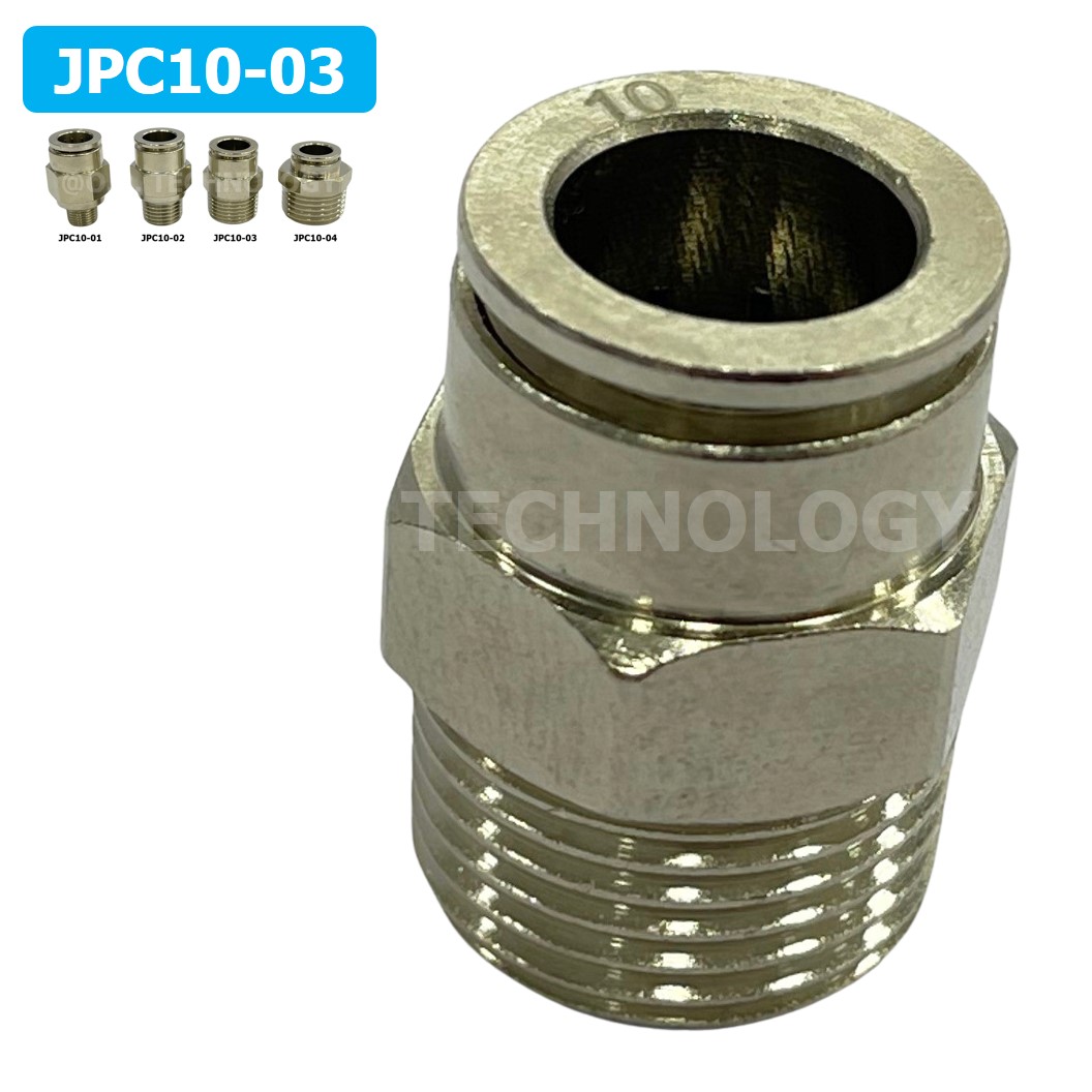 (1ชิ้น) JPC10-03 ข้อต่อลมสแตนเลสเกลียวนอก ข้อต่อลมเกลียวนอก ข้อต่อลม สแตนเลส STAINLESS Male Thread Straight Quick Connector Fitting