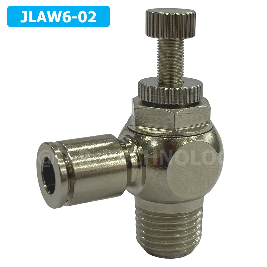 (1ชิ้น) JLAW6-02 ข้อต่อลมสแตนเลส ข้อต่อปรับลม งอ STAINLESS Air Flow Speed Controller ควบคุมความเร็วลม Speed Control valve JLAW JSL