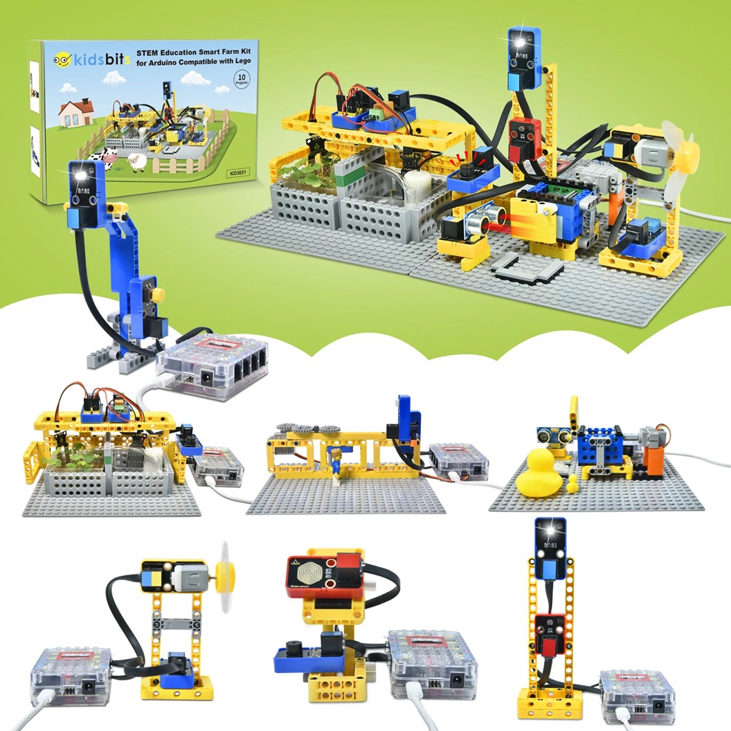 KEYESTUDIO ชุดตัวต่อ Kidsbits Lego kit for Arduino STEM Education DIY Kit Kidsuno KD3017/KD3020/KD3021 Smart Engineering/Smart Farm/Intelligent Traffic System