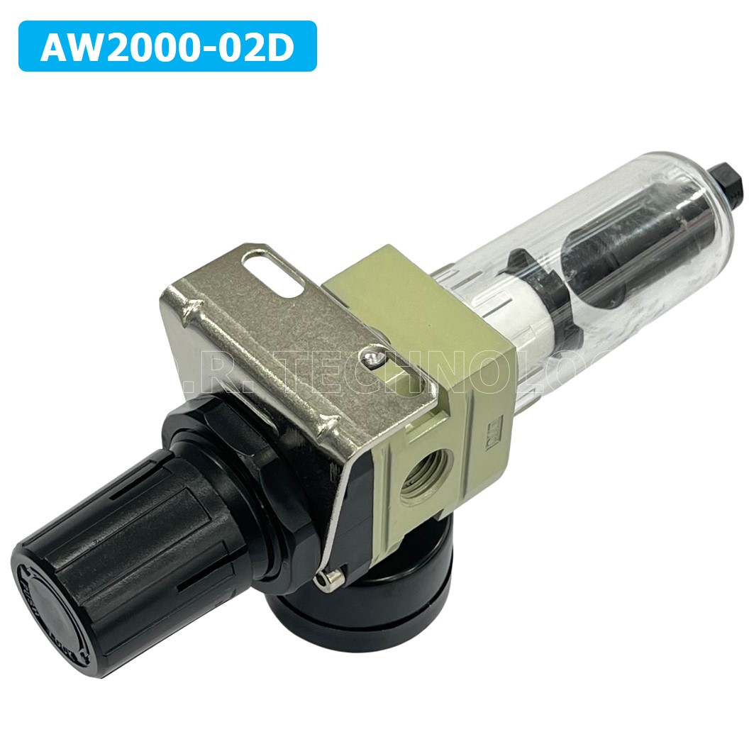 (1ชิ้น) AW2000-02D ชุดกรองลมปรับแรงดัน Auto Drain ระบายลมออก แบบอัตโนมัติ Air Filter Regulator AW Pneumatic TIANYU ชุดกรองลม + ตัวปรับลม