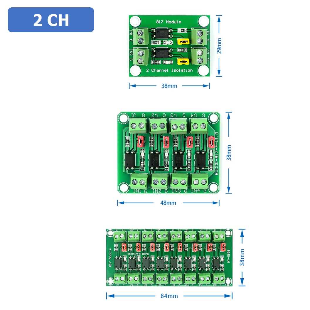 CM003 PC817 โมดูลควบคุมแบบแยกกราวน์ 2 ช่อง 2 Channel Optocoupler Isolation Optical module ออปโต้คัปเปอร์ 3.3-5V
