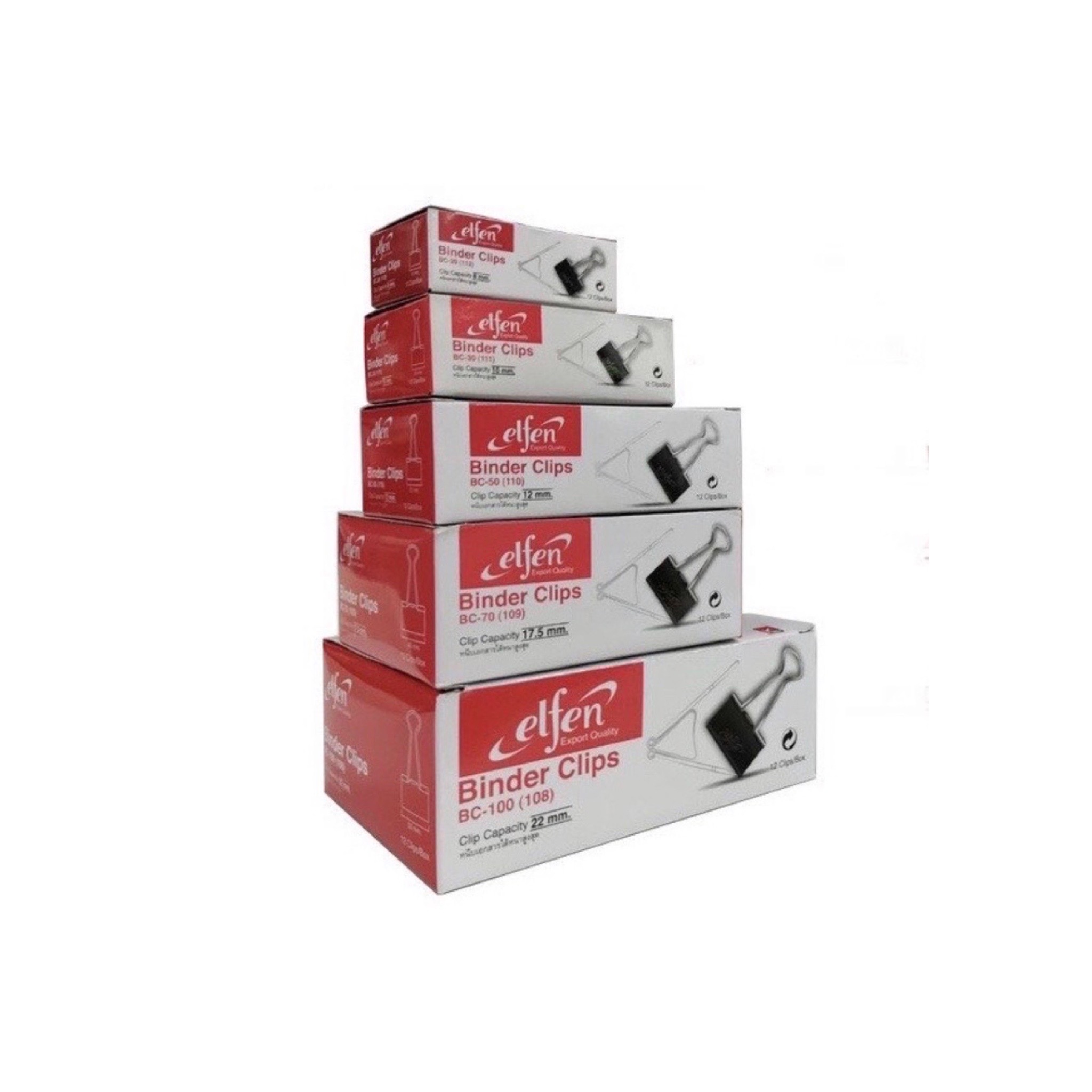 คลิปหนีบกระดาษ Clip ยี่ห้อ Elfen พร้อมจำหน่าย No.108 - 112 *บรรจุ กล่องละ 12 ตัว